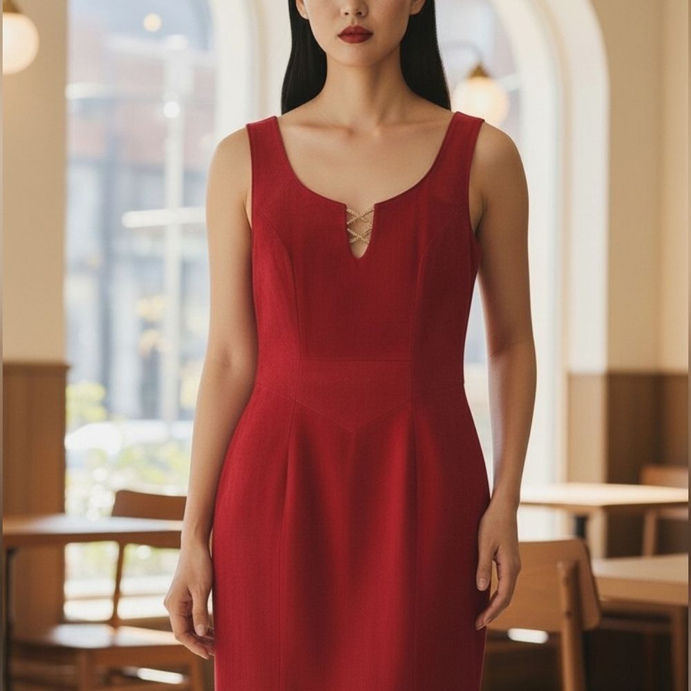 Vintage Danier Red Suede Leather Dress